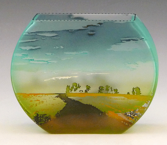 Mary Melinda Wellsandt - Etched Glass Vase, Road